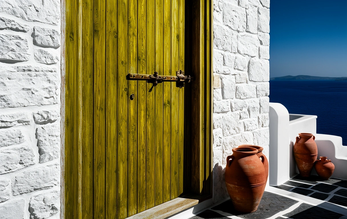 Stone architecture in Greek sunlight